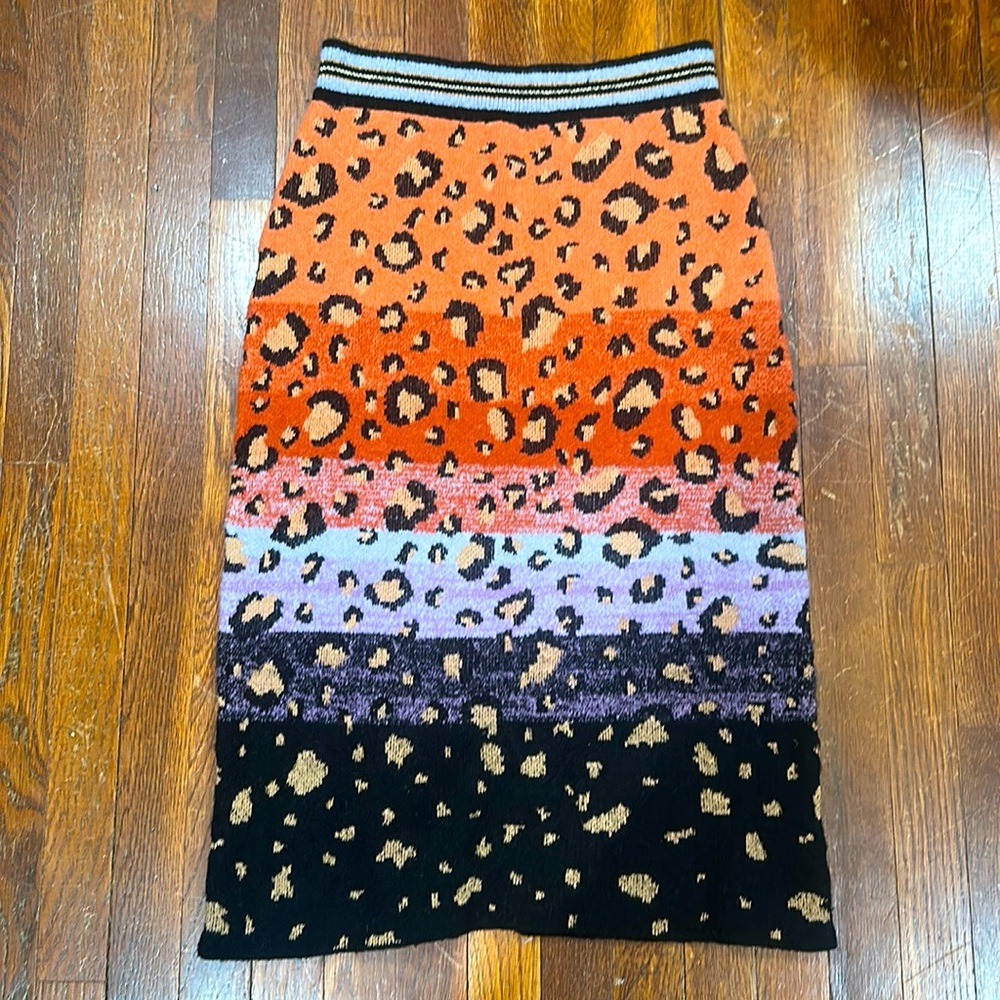 Anthro skirt- sweater material! Great colors! Form fitting Large